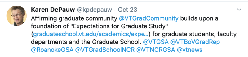 Expectations for Graduate Education post 1: Affirming graduate community builds upon a foundation of "Expectations for Graduate Study" for graduate students, faculty, departments, and the Graduate School.