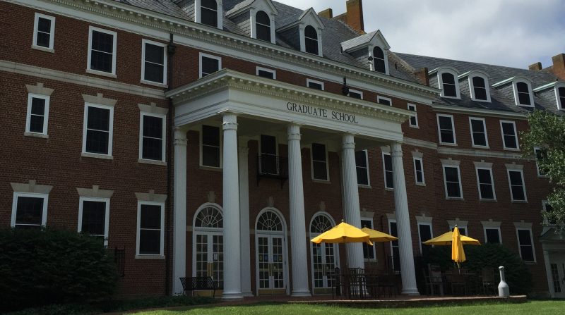 Graduate School portico and tables The Graduate Life Center houses the Graduate School