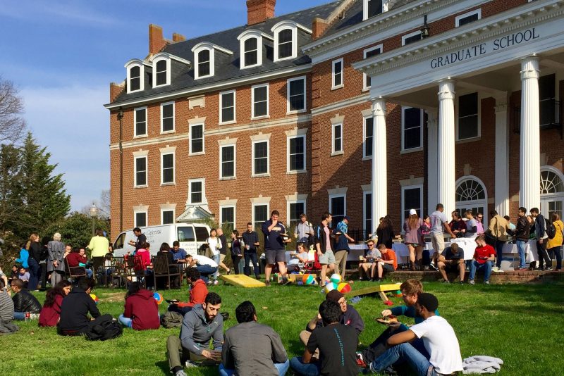 Students gather for the annual Graduate School cookout, capping Graduate Education Week each spring at Virginia Tech